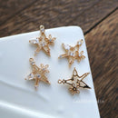 10pcs stars CZ Pave Charm, 17x20mm zircon Charm Pendant, flower Five-pointed star Diy Glass crystal Pave Charm, Jewelry Making Supplies