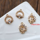 10pcs Fish tail CZ Pave Charm, zircon Charm Pendant, Heart crystal Pave Charm, Jewelry Making Supplies