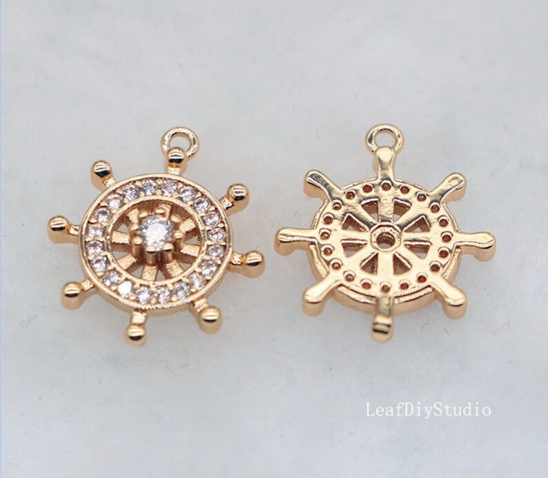 10pcs CZ Pave Windmill disk Charm, 14.8mm Zircon Windmill disk Pendant , Jewelry Making, Zircon Material Craft Supplies