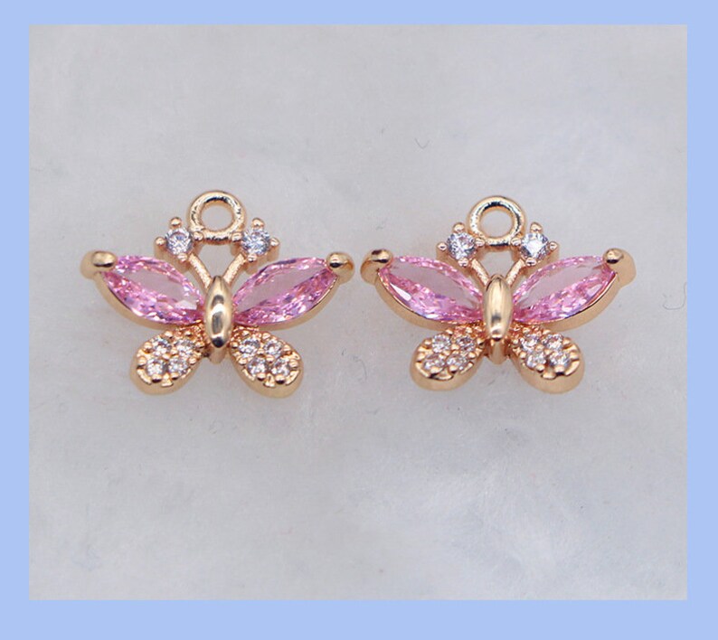 10pcs CZ Pave Little Butterfly Charm, 14x11mm Zircon Butterfly Pendant , Jewelry Making, Zircon Butterfly Material Craft Supplies