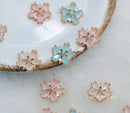 10pcs CZ Pave Five petal flower Charm, 11.5mm Zircon Pink, blue, white flowers Pendant , Jewelry Making, Zircon Material Craft Supplies