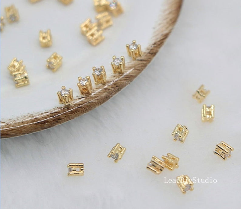 20pcs CZ Pave Mini Square Charm, 2.8x3.5mm Zircon Pendant , Jewelry Making, Zircon Material Craft Supplies