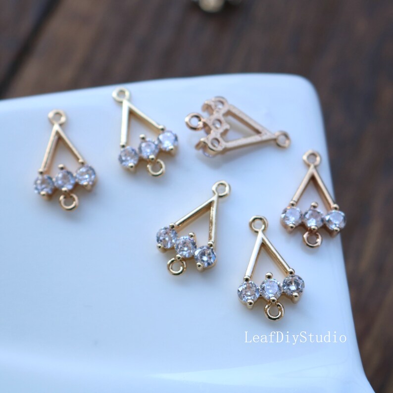 10pcs Triangle CZ Pave Charm pendant, Triangle zircon crystal Connector, Diy Glass crystal Pave Charm, Jewelry Making Supplies