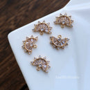 10pcs fan CZ Pave Charm, zircon Charm Pendant, fan crystal Pave Charm, Jewelry Making Supplies