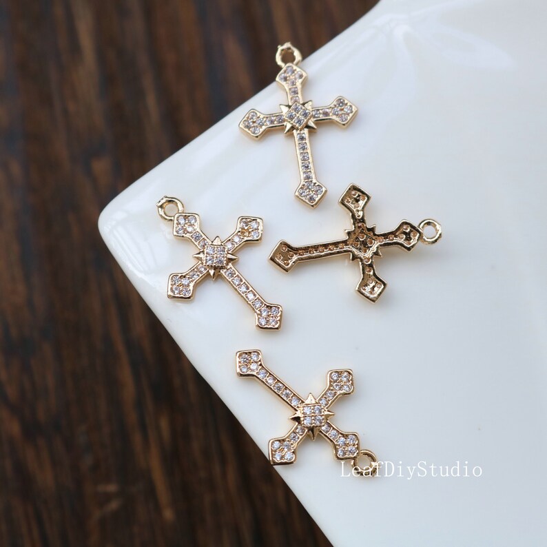 10pcs CZ Pave cross Charm, cros zircon Charm Pendant, crystal Pave Charm, cros Jewelry Making Supplies, wholesale prices