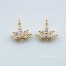 10PCS Crown Zirconia Snowflake Charms, CZ Pave Crown Pendant, Rhinestone Charm, diy Jewelry Making