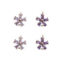 10pcs Purple Five petal flower CZ Pave Charm, 12.5mm flower zircon Charm Pendant, crystal Pave Charm, flower Jewelry Making Supplies