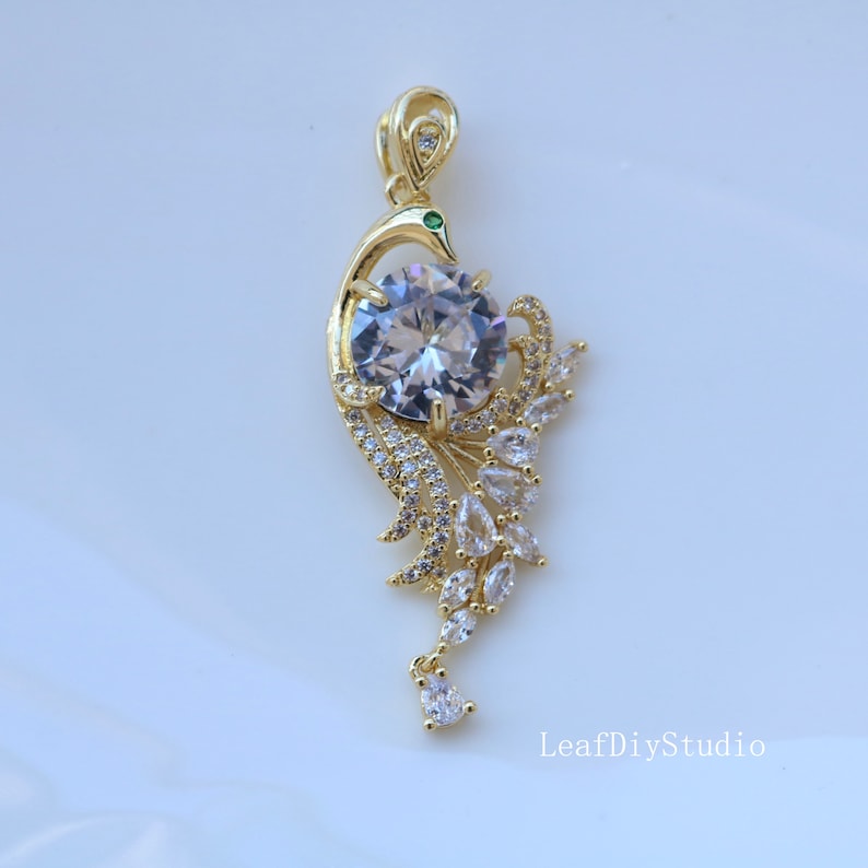 2pcs Peacock CZ Pave Charm, zircon Charm Pendant, Peacock crystal Pave Charm, Jewelry Making Supplies, wholesale prices