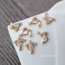 10pcs CZ Pave Leaves Charm, Leaves Zircon Connector, 13*14mm Leaves Clear Gemstone Charm, Jewelry Making, Material Craft Supplies