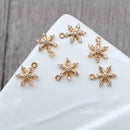 10pcs CZ Pave Snowflake Charm, Zircon Pendant, Snowflake Charm, 11mmmm Jewelry Making, Material Craft Supplies