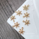 10pcs CZ Pave Snowflake Charm, Zircon Pendant, Snowflake Charm, 11mmmm Jewelry Making, Material Craft Supplies