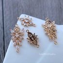 10pcs flower CZ Pave Charm, flower Zircon Connector, Clear grass Gemstone Charm, Jewelry Making, Material Craft Supplies