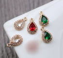 10pcs Teardrop CZ Pave Charm, 8.7x14mm zircon Charm Pendant, Teardrop crystal Pave Charm, Jewelry Making Supplies, wholesale prices