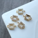 10pcs CZ Pave geometric shape Connector, round, oval, water drop, marquise, heart, square, rectangle, rhombus, 5 sides charm Zircon Pendant