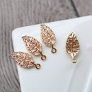 10pcs Leaves CZ Pave Leaves Pendant Charm, Wheat ear Zircon Leaves Clear Gemstone Charm, Jewelry Making, Material Craft Supplies