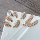 10pcs Leaves CZ Pave Leaves Pendant Charm, Wheat ear Zircon Leaves Clear Gemstone Charm, Jewelry Making, Material Craft Supplies