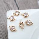 10pcs Star CZ Pave Charm, Zircon Five-pointed star Connector, Clear Gemstone Charm, Star Jewelry Making, Material Craft Supplies