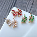 10pcs Leaves CZ Pave Leaves Pendant Charm, Zircon Leaves Clear Gemstone Charm, Leaves Jewelry Making, Material Craft Supplies