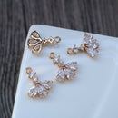 10pcs flower CZ Pave Charm, Zircon leaf Connector, Clear Gemstone Charm, Jewelry Making, Material Craft Supplies