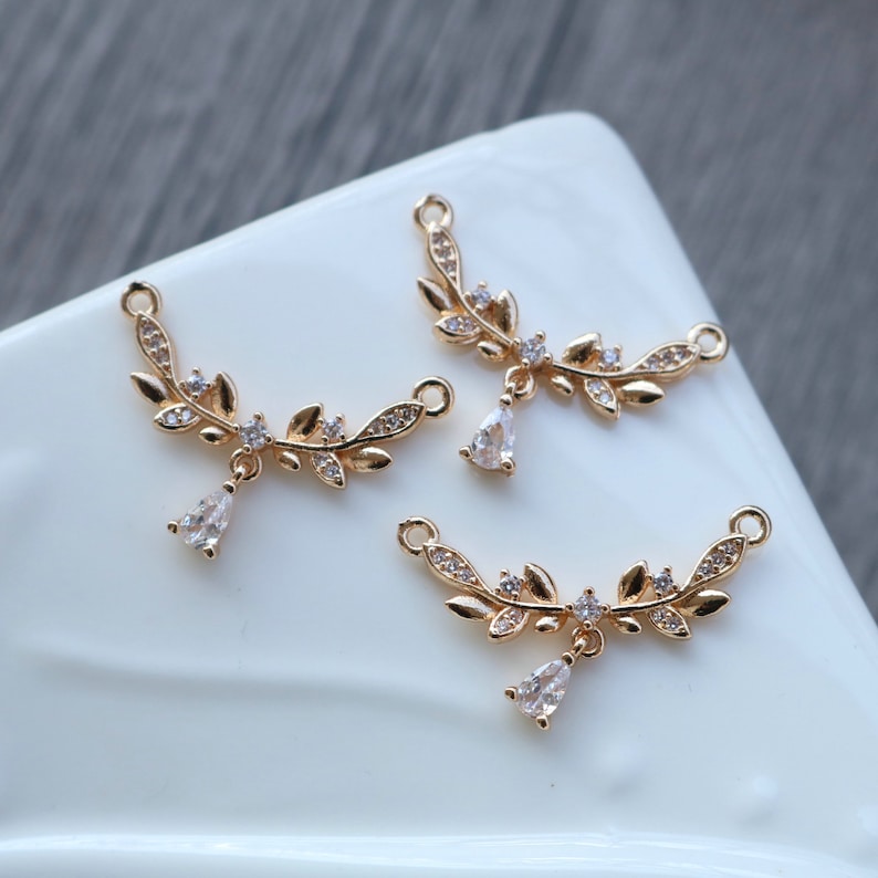 10pcs CZ Pave Charm, Zircon Branches Pendant, Branches Charm Connector, Jewelry Making,Material Craft Supplies