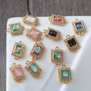 10pcs Rectangle CZ Pave Charm, Zircon squarePendant, Connector, 8x10mm/ 9mm, Jewelry Making, Material Craft Supplies