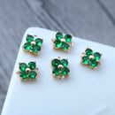 10pcs Four petal flower grass CZ Pave Charm, Clear Zircon Connector, 7.7*10mm Gemstone Charm,Jewelry Making, Material Craft Supplies