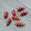 10pcs Strawberry skewers Charm, Strawberry Pendant, 7x20mm Jewelry Making, Material Craft Supplies