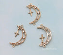 10pcs moon CZ Pave Charm, 25x13.5mm Zircon moon Pendant, Zircon Jewelry Making, Material Craft Supplies