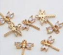 10pcs CZ Pave Small dragonfly Charm, 13x14mm CZ Zircon dragonfly Pendant, Zircon Jewelry Making, Zircon Material Craft Supplies