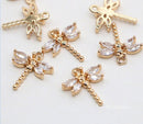 10pcs CZ Pave Small dragonfly Charm, 13x14mm CZ Zircon dragonfly Pendant, Zircon Jewelry Making, Zircon Material Craft Supplies