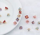 10pcs Flower pendant CZ Pave Charm, CZ Zircon 14x10mm Pendant, Zircon Jewelry Making, Flower Zircon Material Craft Supplies