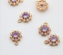 10pcs Round CZ Pave Pendant Charm, 10mm Zircon Pendant, Gemstone Charm, Jewelry Making, Material Craft Supplies