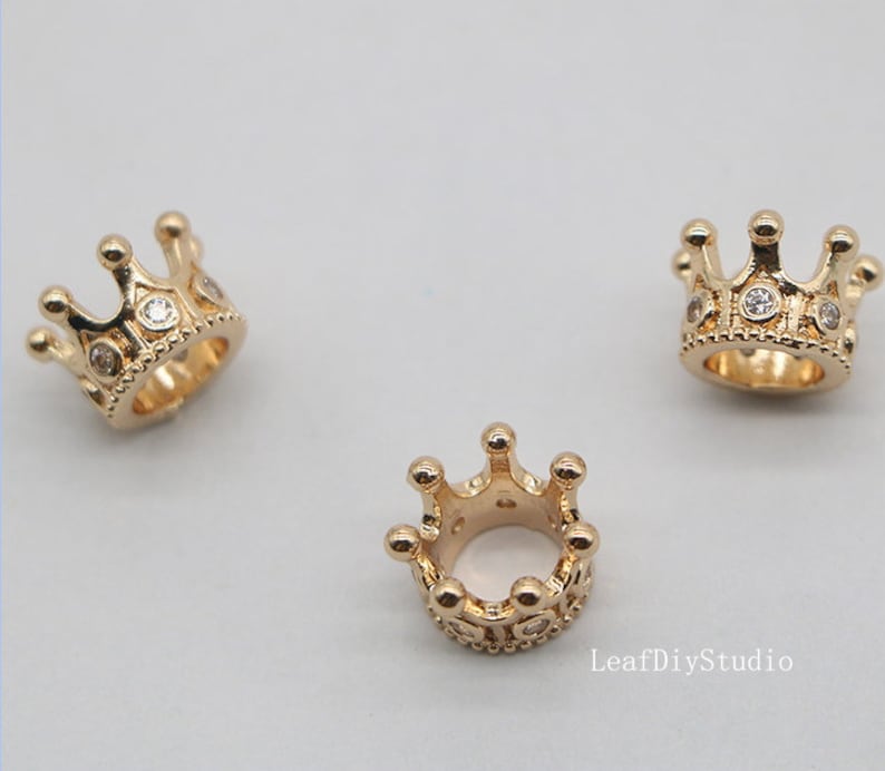 10pcs Crown CZ Pave Pendant Charm, Crown Zircon Pendant, Gemstone Charm, Crown Jewelry Making, Material Craft Supplies