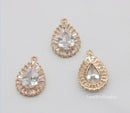 10pcs Teardrop CZ Pave Pendant Charm, 21.5x14.5mm Zircon Teardrop Pendant, Glass Charm, Jewelry Making, Material Craft Supplies