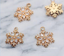 10pcs Snow CZ Pave Pendant Charm, 14mm Zircon Snow Connector Pendant, DIY Snow Charm, Snow Jewelry Making, Material Craft Supplies