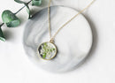 Pressed Flower Resin Round Pendant Necklace | Real Flower Resin Necklace| Handmade Botanical Jewelry