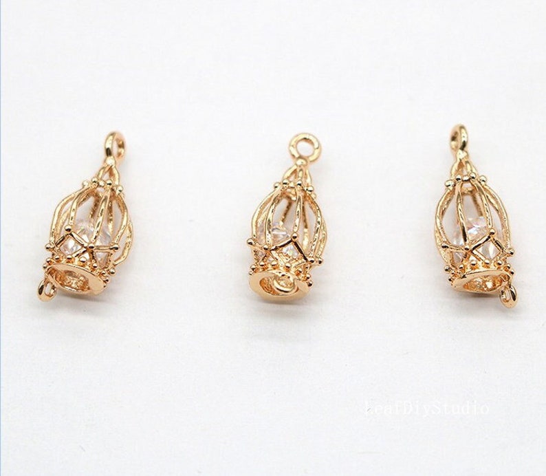 10pcs Oil lamp CZ Pave Charm, 17x7mm Zircon Connector, Charm, Jewelry Making, Material Craft Supplies