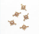 10pcs CZ Pave Flower Charm, 6mm Zircon Flower Connector, Jewelry Making, Material Craft Supplies