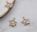 10pcs Star Zircon pendant, 13x14mm CZ Pave Star Pendant , Jewelry Making, Star Material Craft Supplies