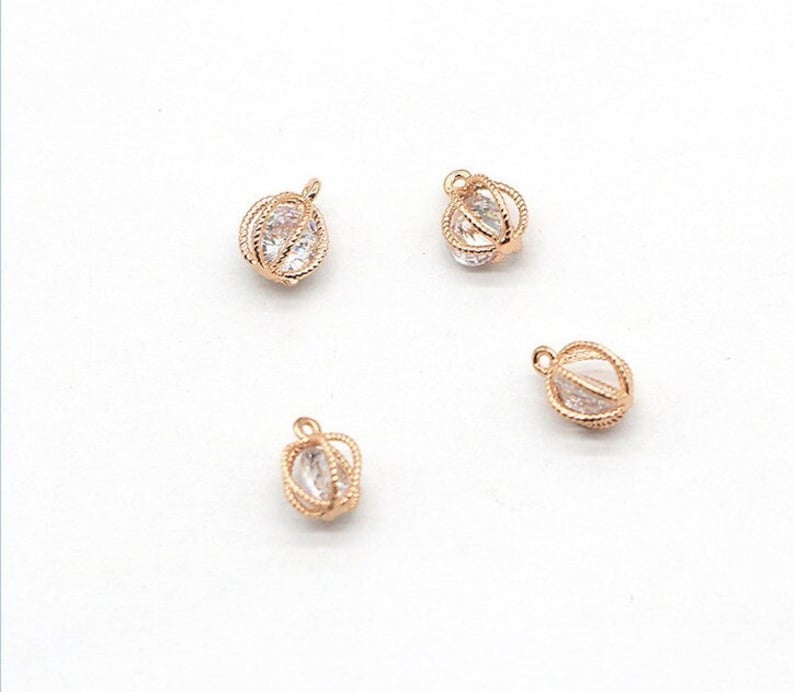 10pcs Small lantern Zircon Charm, 6mm CZ Pave Pendant , Jewelry Making, Material Craft Supplies