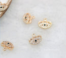 10pcs CZ Pave Eyes Charm, 13.3x9mm Zircon Small Eyes Pendant, Jewelry Making, Material Craft Supplies