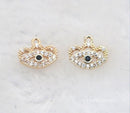 10pcs CZ Pave Eyes Charm, 13.3x9mm Zircon Small Eyes Pendant, Jewelry Making, Material Craft Supplies