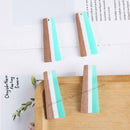 4pcs Epoxy Resin Pendants, Semi Translucent White Resin Findings, Wood and Resin Pendant, Color Blocked, Large Trapezoid Charm