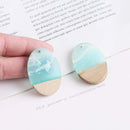 4pcs Epoxy Resin Pendants, Semi Translucent White Resin Findings, Wood and Resin Pendant, Color Blocked, Oval Charm