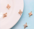 10pcs CZ Pave Rhombus Charm Pendant, 12.7x8mm Zircon Connector, Jewelry Making, Material Craft Supplies