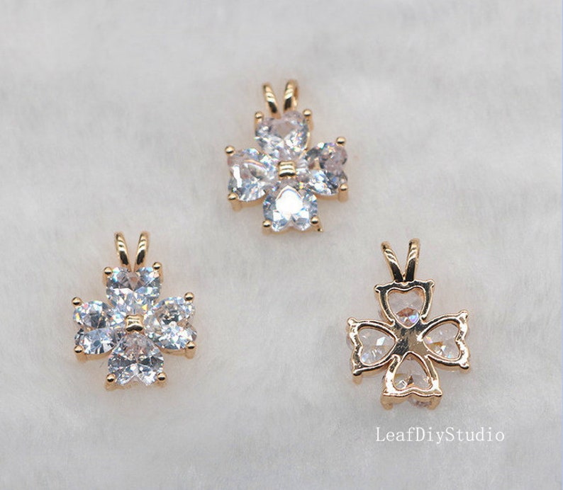 10pcs CZ Pave clover Charm, 18x14mm Zircon clover Pendant, Jewelry Making, Material Craft Supplies