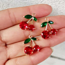 10pcs CZ Pave Cherry Charm, Zircon Cherry Pendant, fruit Charm, Food, Pave Charm, Gold Plated Over Brass