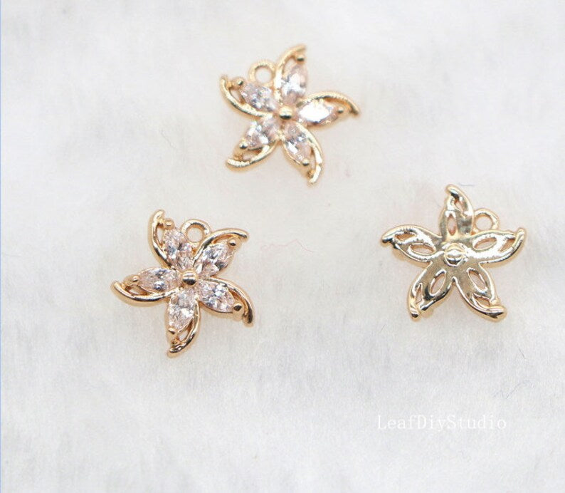 10pcs CZ Pave windmill Charm, 8.5mm windmill Zircon Pendant Connector, Jewelry Making, Material Craft Supplies