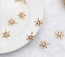 10pcs CZ Pave Snowflake Charm, 12mm Snowflake Zircon Pendant , Jewelry Making, Material Craft Supplies