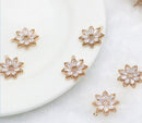 10pcs CZ Pave Eight petal flower Charm, 14mm flower Zircon Pendant , Jewelry Making, Material Craft Supplies